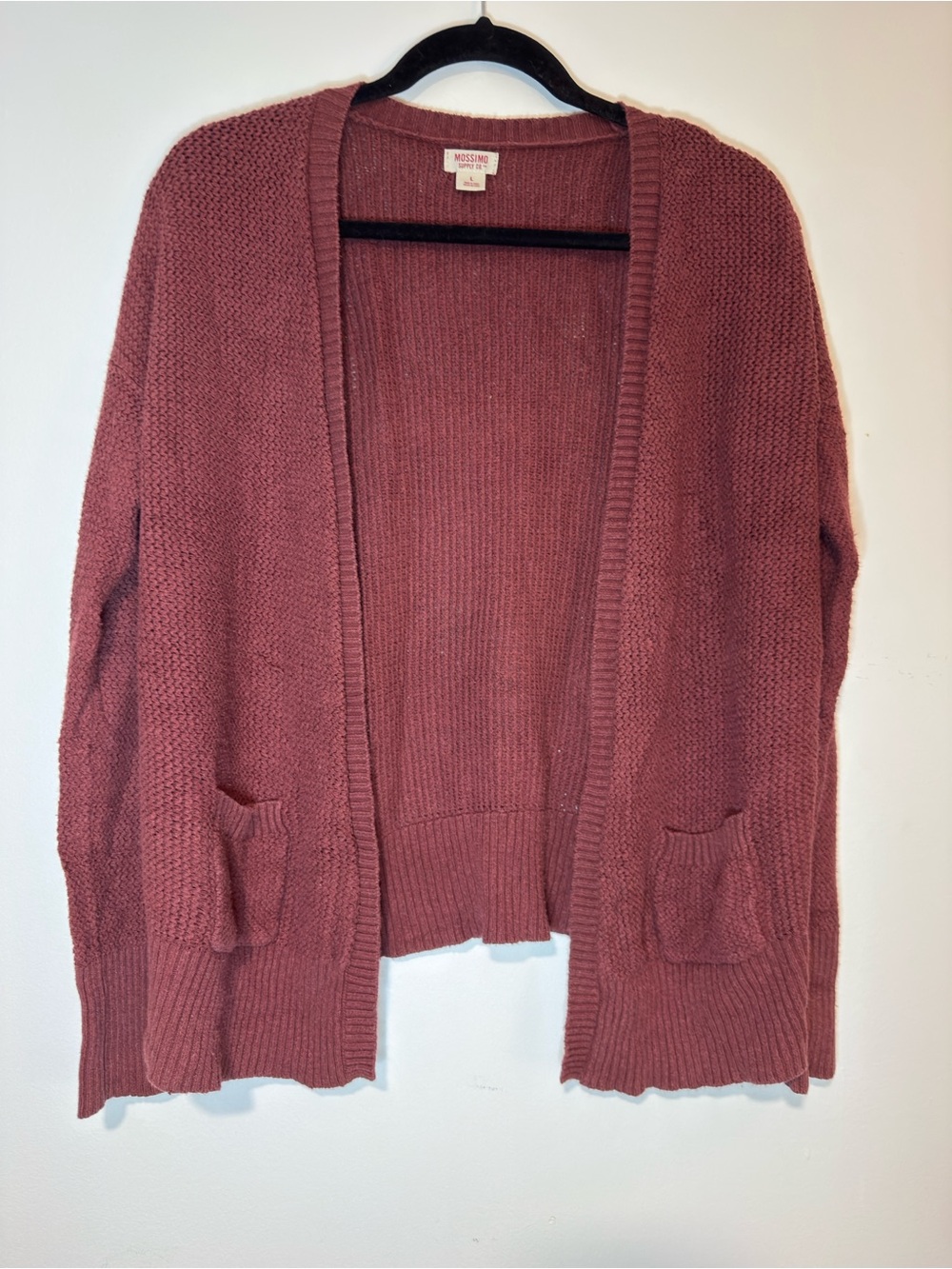 Mossimo Supply Co. Open-Front Pocket Cardigan Sweater - Dusty burgundy